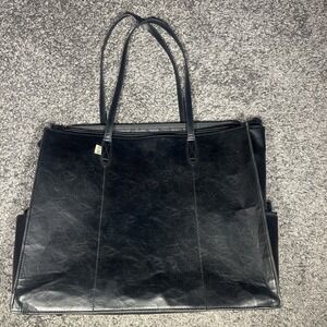 BEIS Womens Double Handles Large Work Travel Tote Bag Black Classic Shoulder Bag